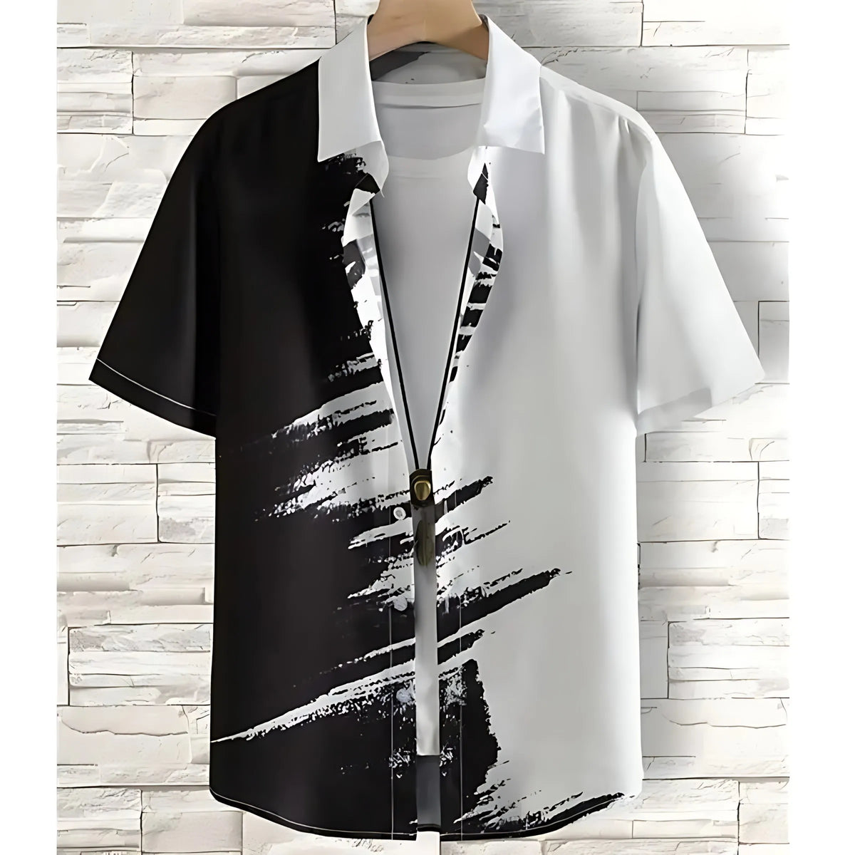The 2026 summer new men's short-sleeved shirt is a casual fashionable comfortable soft and breathable 3D pattern printed one