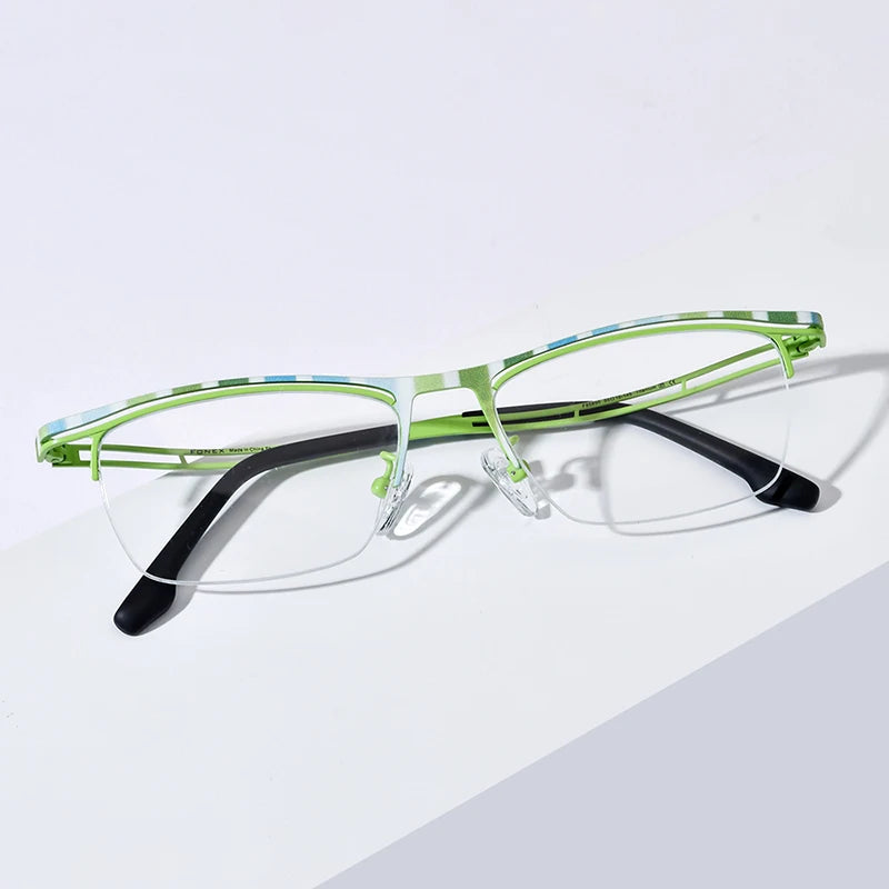 FONEX Titanium Glasses Frame Men 2025 New Brand Design Semi-Rimless Square Eyeglasses Half-Rim Japanese Ultralight Eyewear 85890