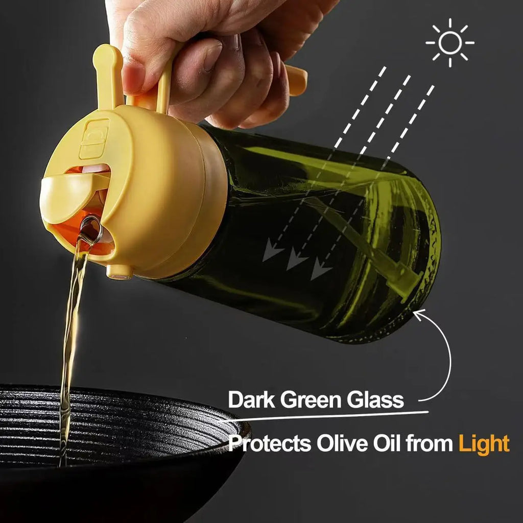 16oz/470ml Leakproof 2-in-1 Glass Oil Dispenser & Sprayer for Cooking Air Fryer BBQ Baking Salad - Olive Oil Sprayer Bottle