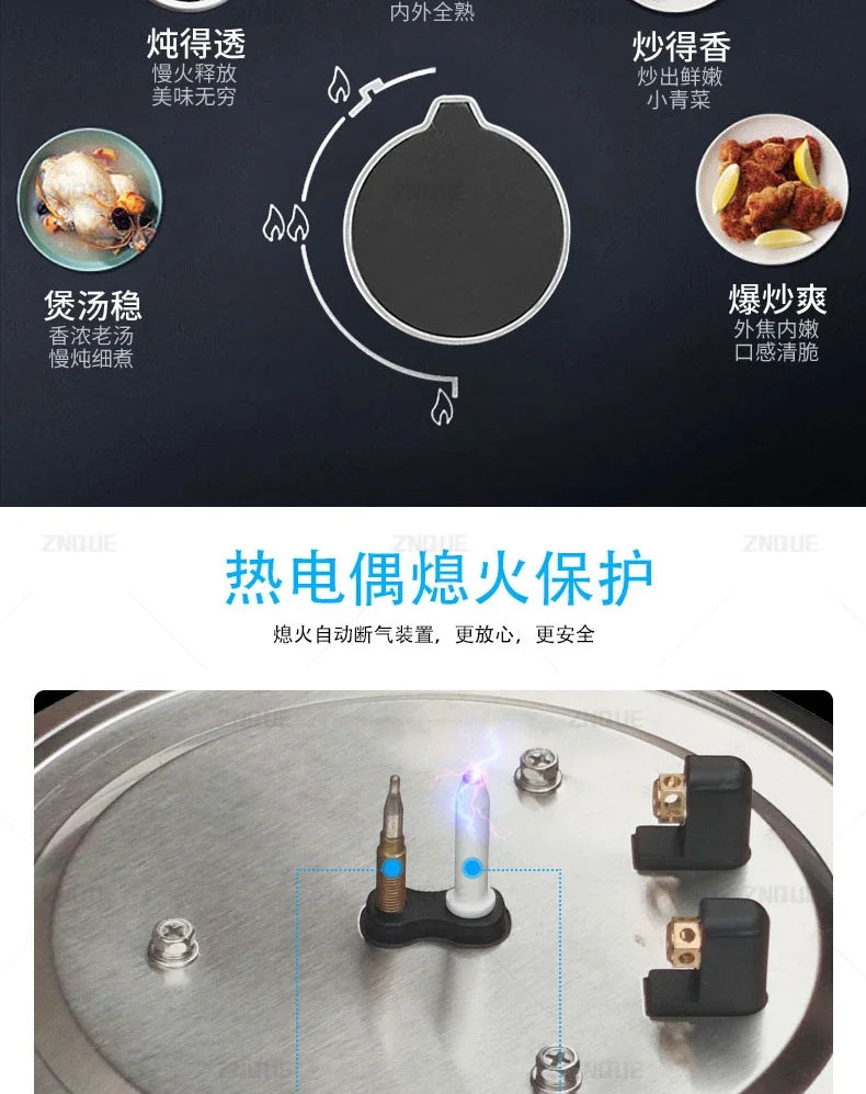 3-Burner Stainless Steel Gas Hob European Style Built-in Natural Gas Kitchen Stove