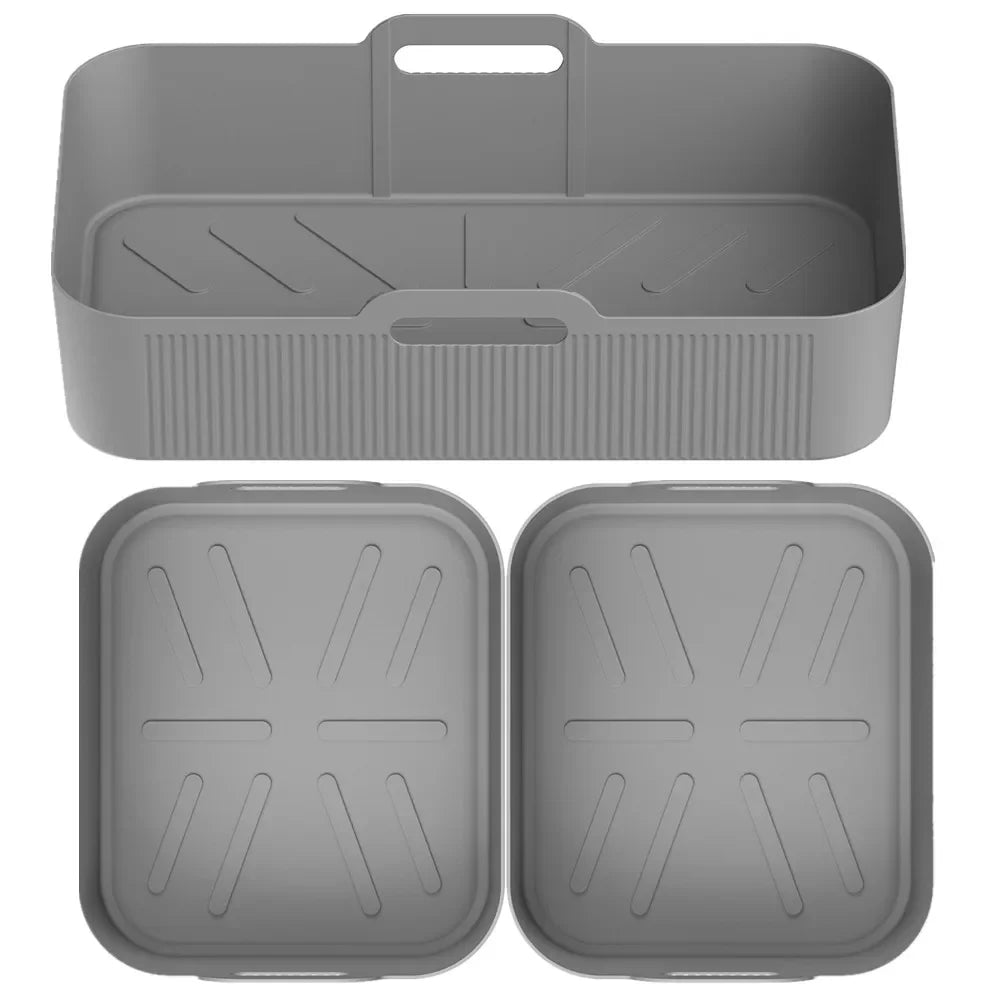 3Pcs Air Fryer Tray Silicone Mold For Ninja Af500 Air Fryer Liner Basket Reusable Oven Baking Tray Non-Stick Pizza Grill Pan