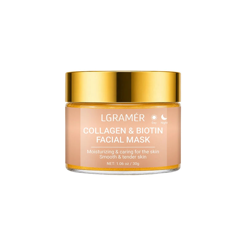 30g/60g/120g Collagen & Biotin Facial Mask,Day & Night Use, Moisturizing Hydrating, Make Skin Smooth Tender Daily Skin Care Mask