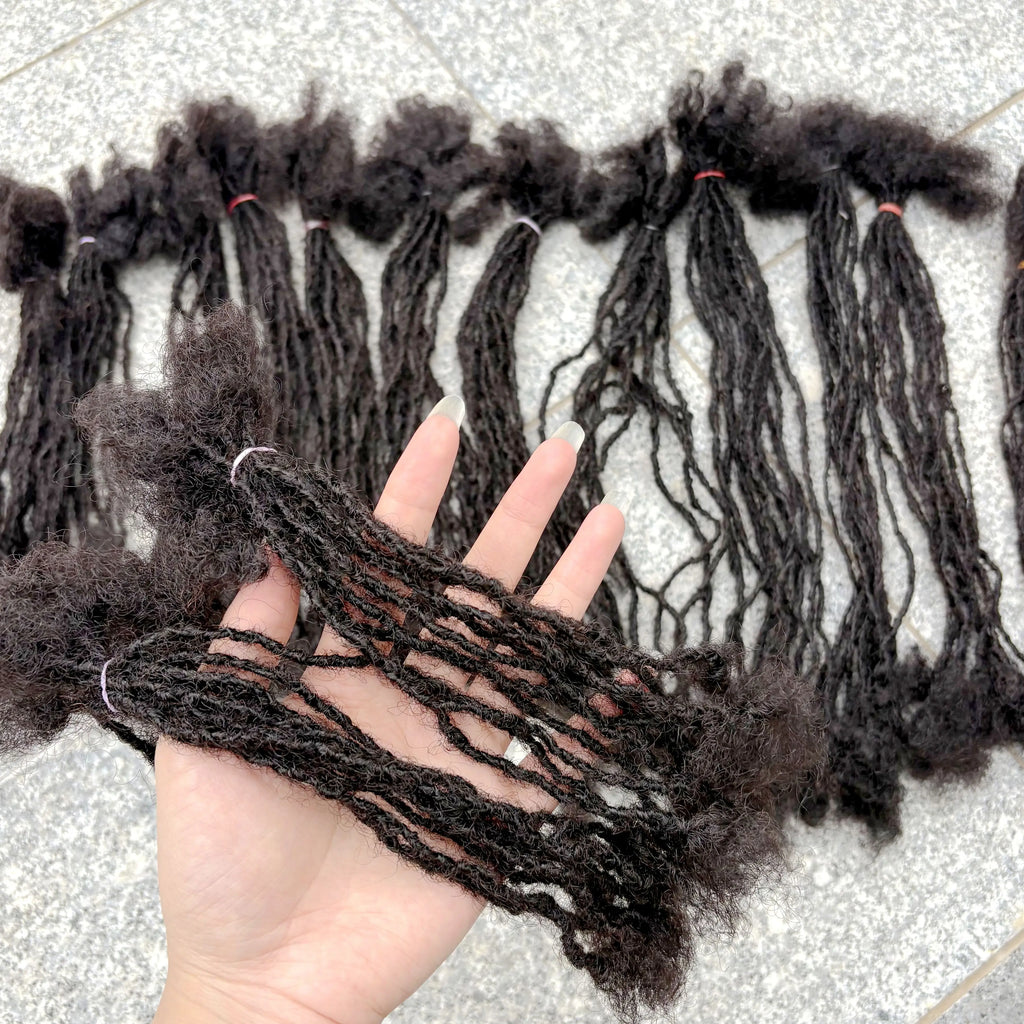 Colored 10inch 0.2cm Handmade Inter Loc Extension Human Hair Permanent Micro Locs Extensions Natural Looking Soft Sisterlocks