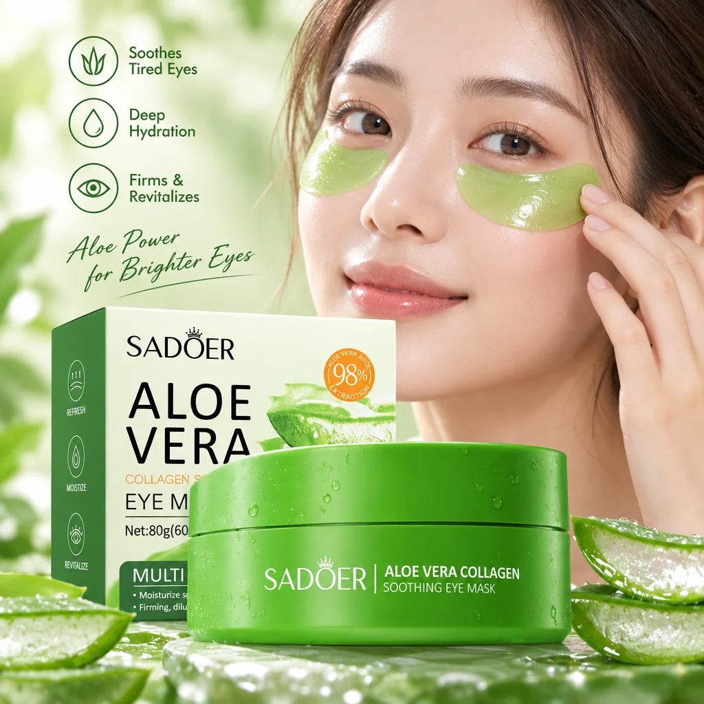 60pcs Aloe Collagen Eye Care Patches Fade Eye Bags Dark Circles Smooth Fine Lines Hydrate Nourish Refresh Delicate Eye Skin Tone