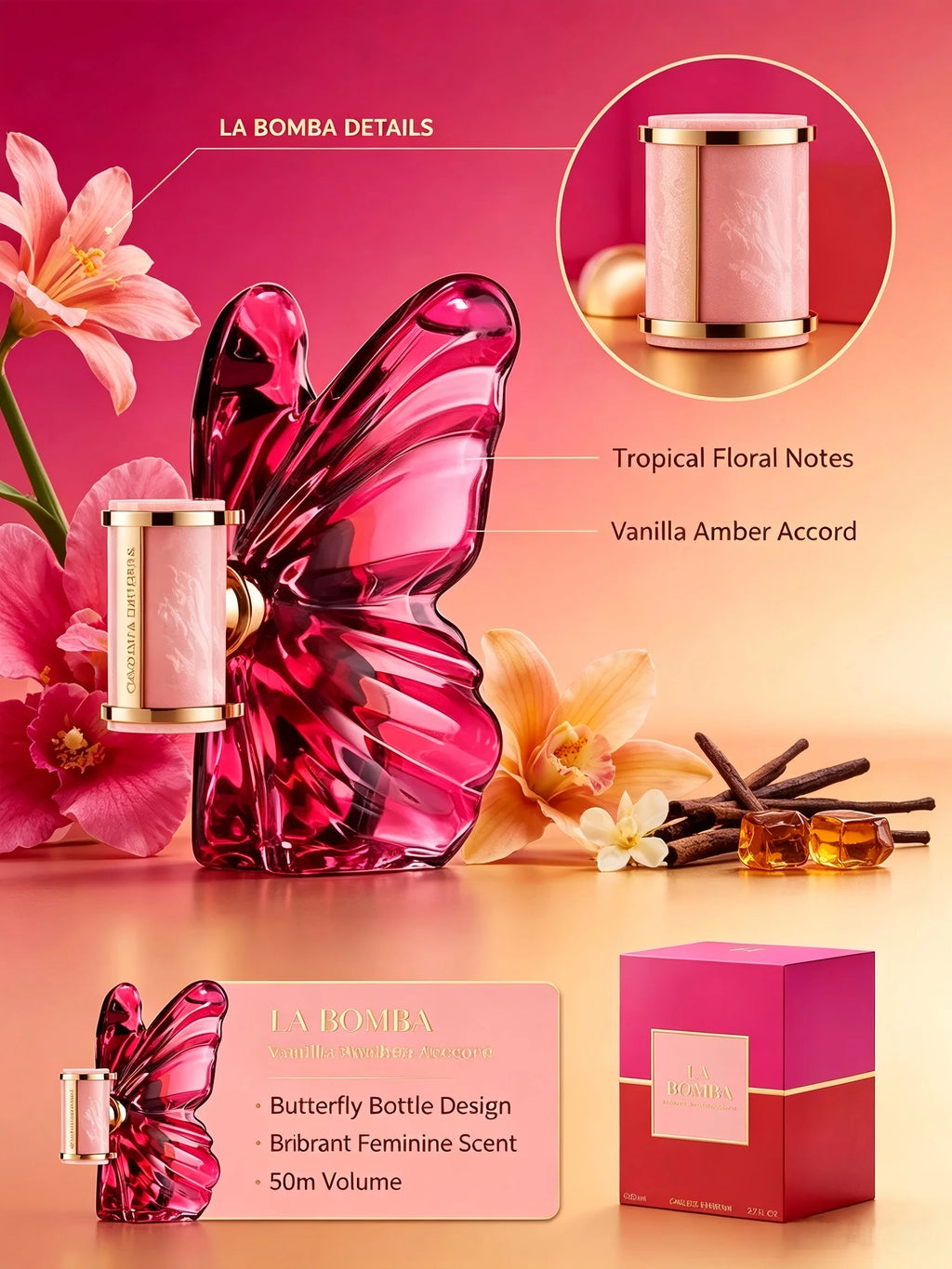 Carolina Herrera La Bomba EDP 50ml Women Exotic Tropical Floral Vanilla Perfume Long Lasting Luxury Fragrance Vibrant Feminine Signature Scent Wedding Season Summer Vacation Beach Holiday Graduation Date Night July 4th Soccer