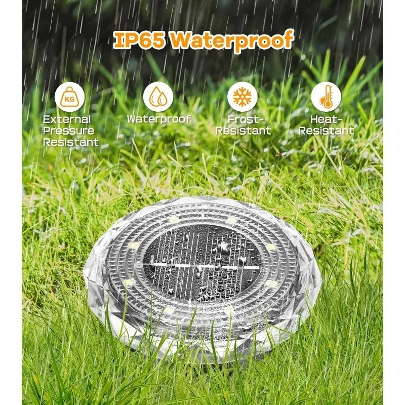 Solar LED Underground Light 8LED Outdoor Lawn Light Waterproof Path Light for Lawn Decoration Garden Terrace Courtyard