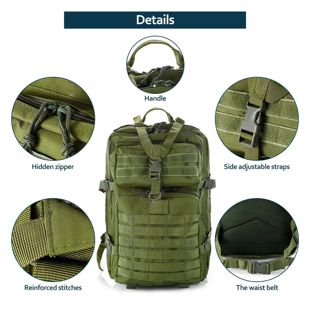 50 Liters Outdoor Tactical Dual Shoulder Large 3P Backpack Backcountry Cycling Sports Backpack Travel Attack Camouflage Multi-Fu