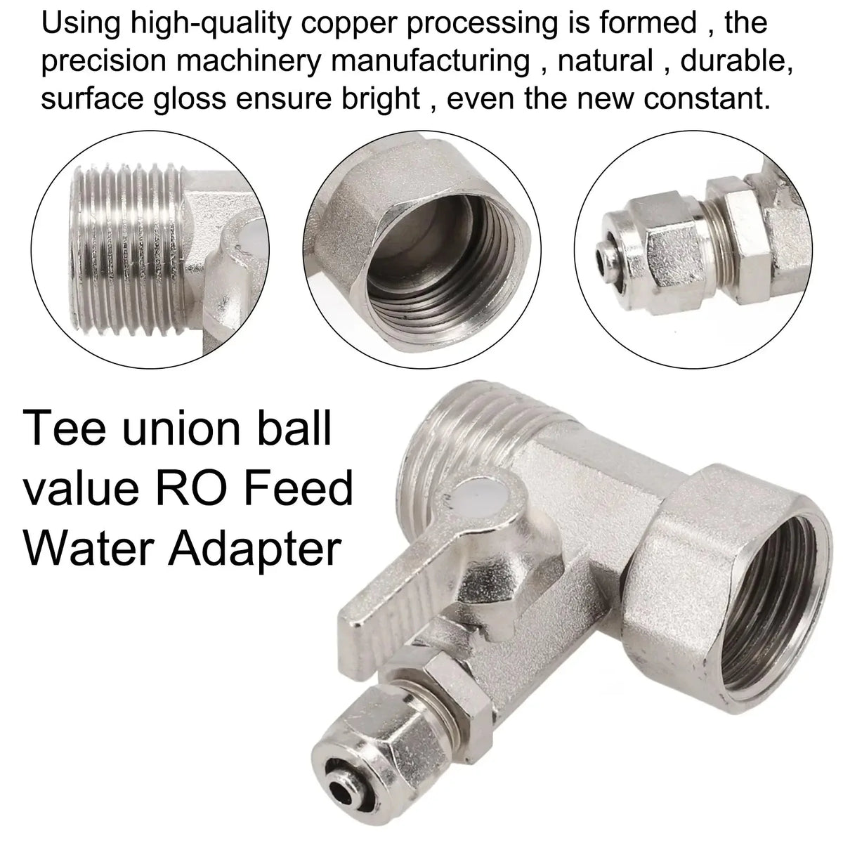 RO Feed Water Adapter 1/2\" To 1/4\'\' With Shut-Off Ball Valve Tap Tee B Cold Hot Water Pipes Home Accessories