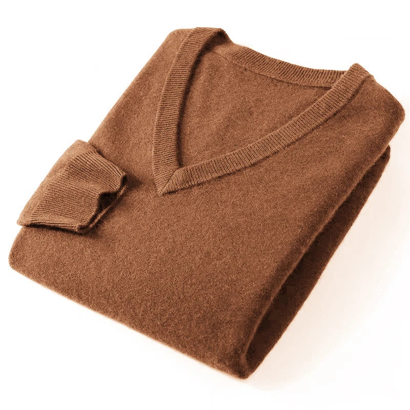 Autumn Men's V Neck Warm Pullover Sweaters Solid Color Slim Casual Sweater Long Sleeve Men's Basic Solid Color Trend Outerwear