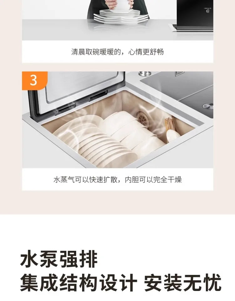 Integrated sink, dishwasher, integrated fully automatic kitchen, embedded washing fruits and vegetables