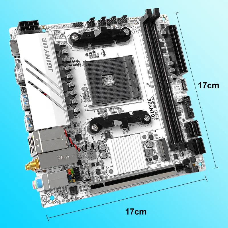 Jingyue B550i GAMING Mini ITX Motherboard DDR4 Memory Support AM4 Ryzen 5600GT/5600/5700X PCIe 4.0 Dual M.2 WiFi 6 Gaming PC