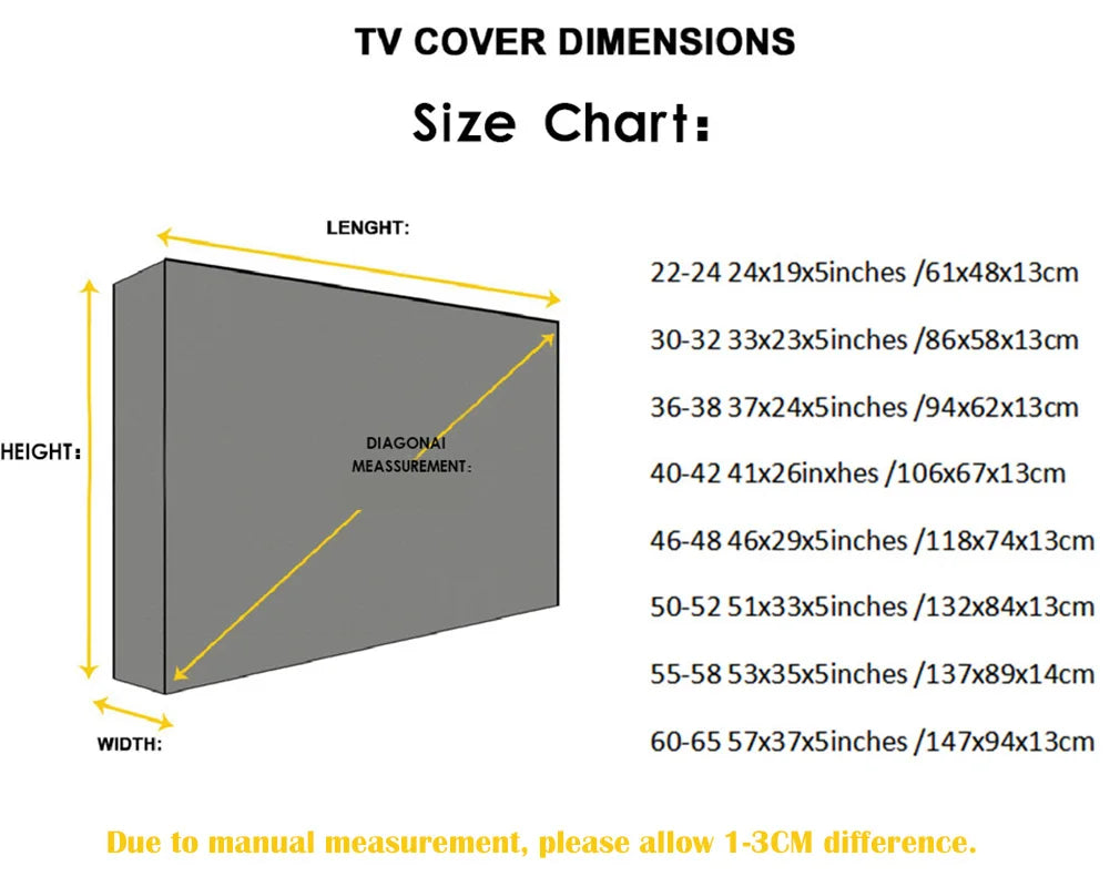 Weatherproof Dust-proof Outdoor TV Cover Beige 70" 75" 40" 46" 50" 55" 60" 65" Protect TV Screen Garden Patio Outdoor TV Cover