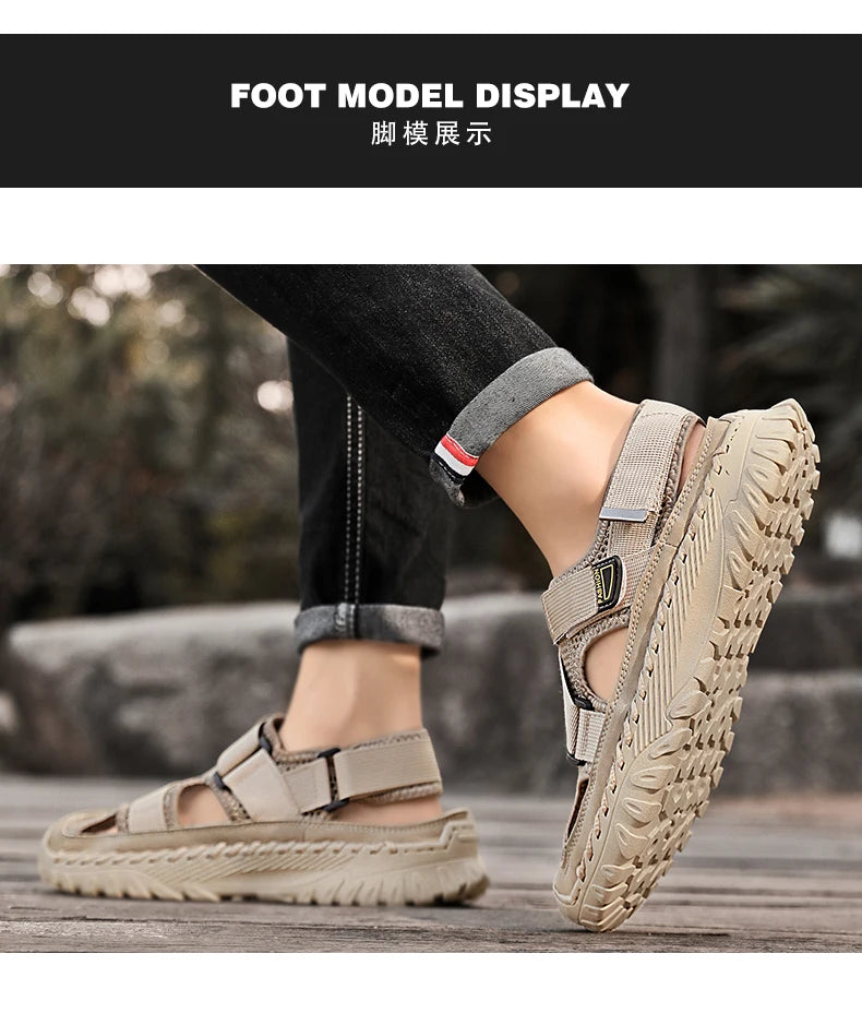 Summer Men Sandals Genuine Leather Mens Casual Shoes Outdoor Men Leather Sandals for Men Beach Shoes Roman mens Shoes