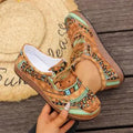 Spring 2025 Women's Printed Canvas Shoes Flat Platform Casual Toe Loafers Breathable Autumn Fashion Sneakers