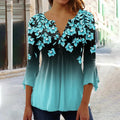 New Women's V-Neck Button-Down Shirt Summer Casual Printed T-Shirt Top Street Fashion Loose Clothing Matching V-Neck T-Shirt