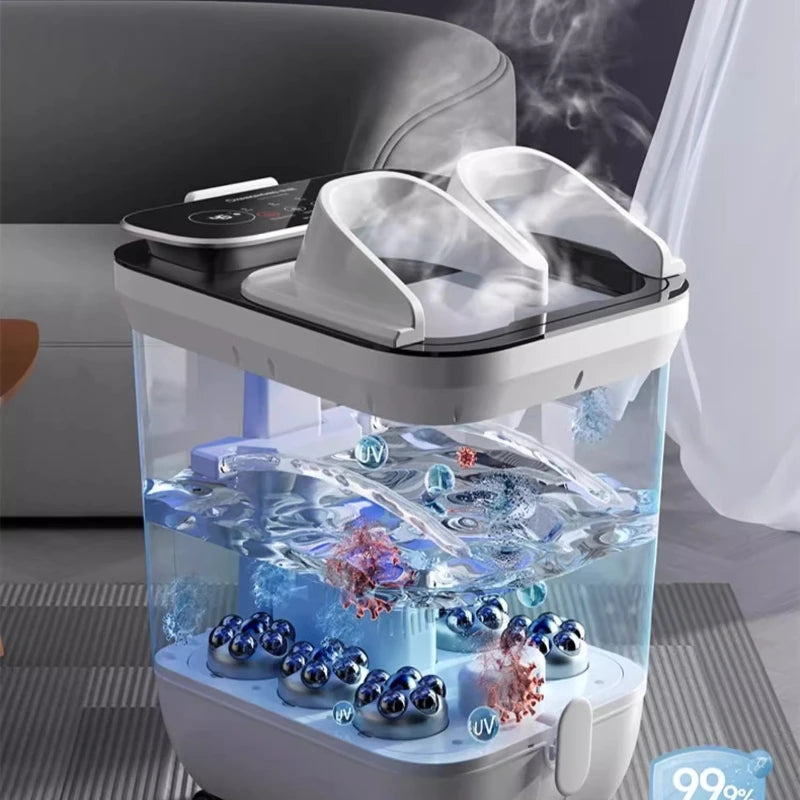 Electric Heated Foot Bath Massager Deep Bucket Steam Spa with Constant Temperature Surf Massage Rollers Blue-Light Sterilization