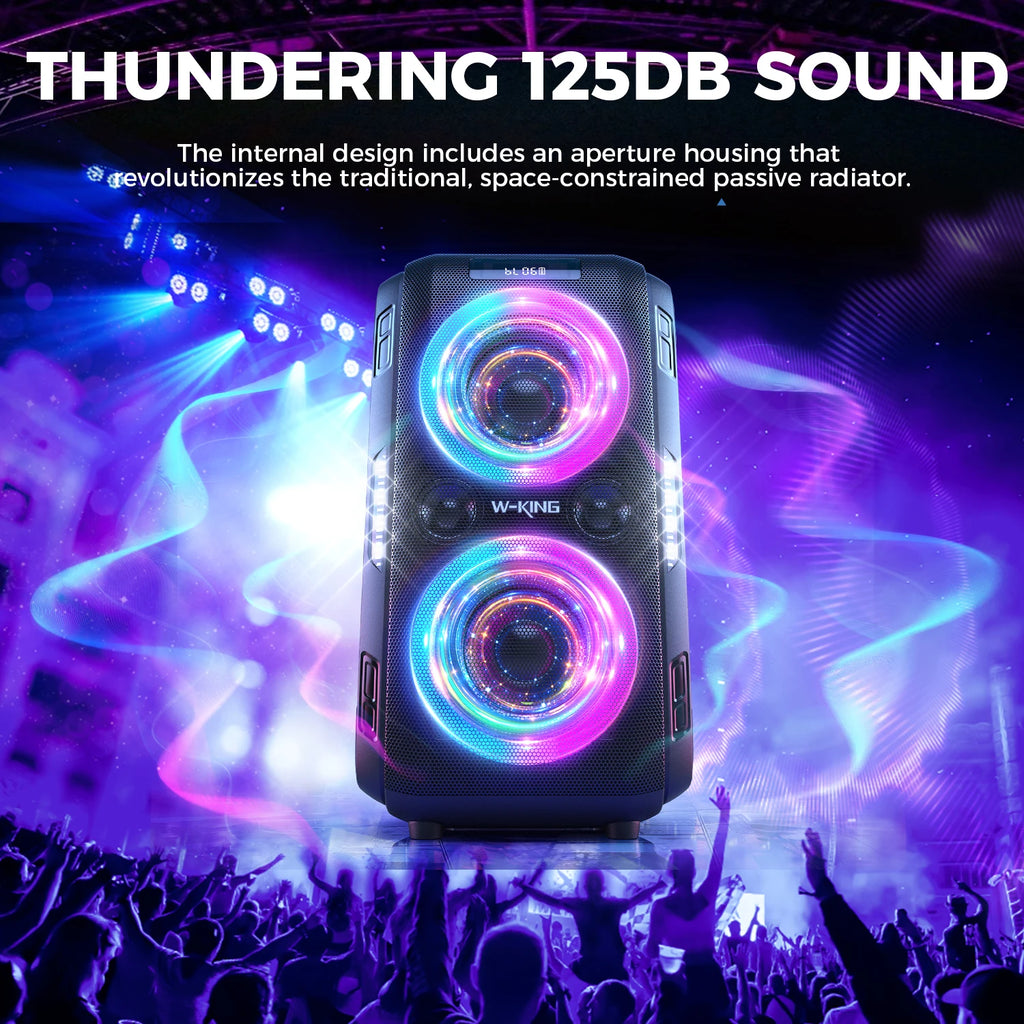 W-KING T9 PRO 250W Peak Bluetooth Party Speaker 125dB Loud 2×6.5" Subwoofer Bluetooth 5.3 TWS Portable Bass Speaker