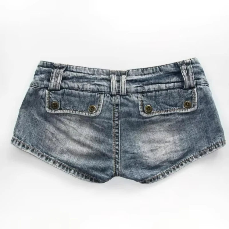 Y2K American New Camouflage Washed Old Baggy Denim Shorts Women Gothic Punk Hip Hop Popular Joker Wide Leg Shorts