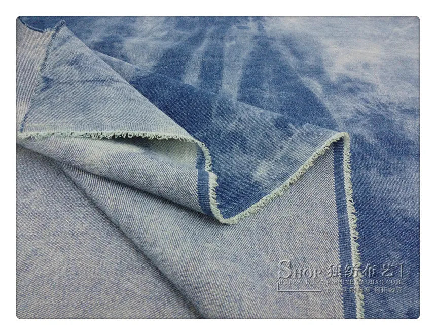 Fashion Tie-dye Black Denim Fabric By The Meter for Hats Clothing Skirts Sewing High-grade Thickend Jeans Needlework Comfortable
