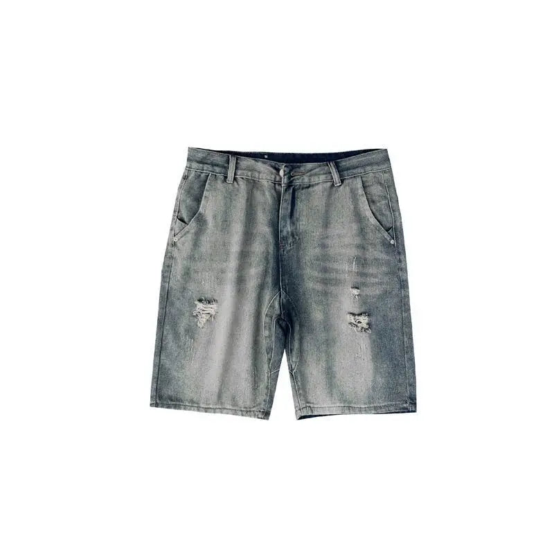 2026 Men Denim Shorts Summer New Style Thin Section Elastic Force Slim Fit Short Jeans Male Brand Clothing Light Blue Retro Blue