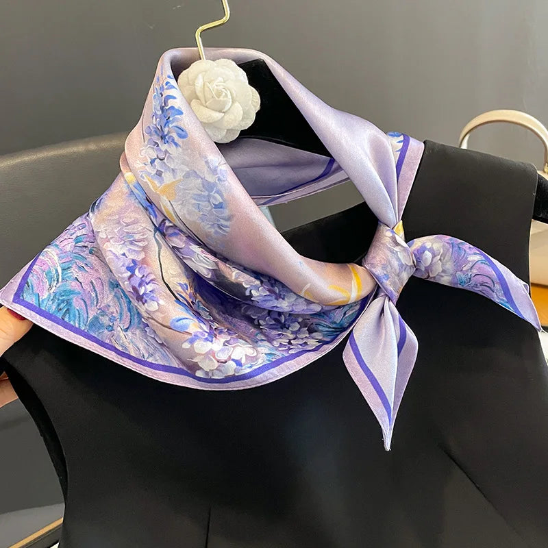 Nature Silk Neck Scarves Lady Foulard Lovely Strawberry Print 100% Real Silk Square Scarf for Women Bag Ribbon Hairband Kerchief