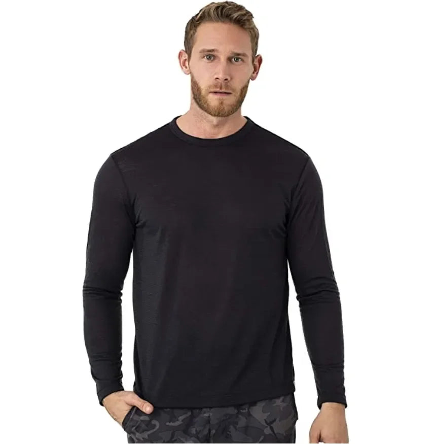 100% Merino Wool Thermal Underwear Men Merino Wool Base Layer Shirt 240G Winter Warm Wicking Breathable Anti-Odor USA Size