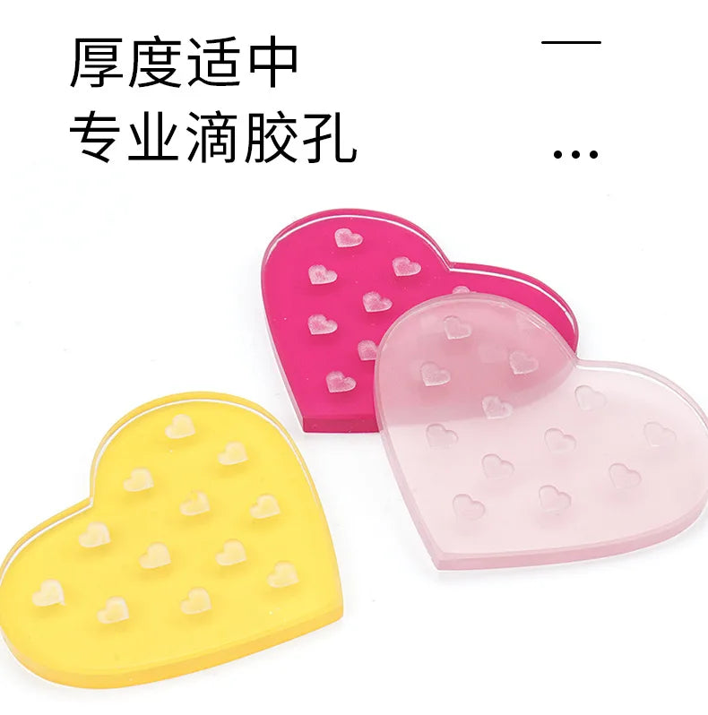 1Pc Heart Shaped Glass False Eyelash Stand Glue Holder Pad Eyelashes Extension Adhesive Pallet Paste Glue Pad Makeup Supplies