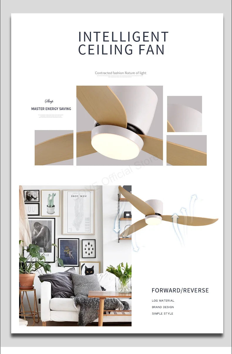 SOVE Modern Led Ceiling Fan Kitchen Living Room Dining Room Household High Air Volume Remote Control Pendant Light
