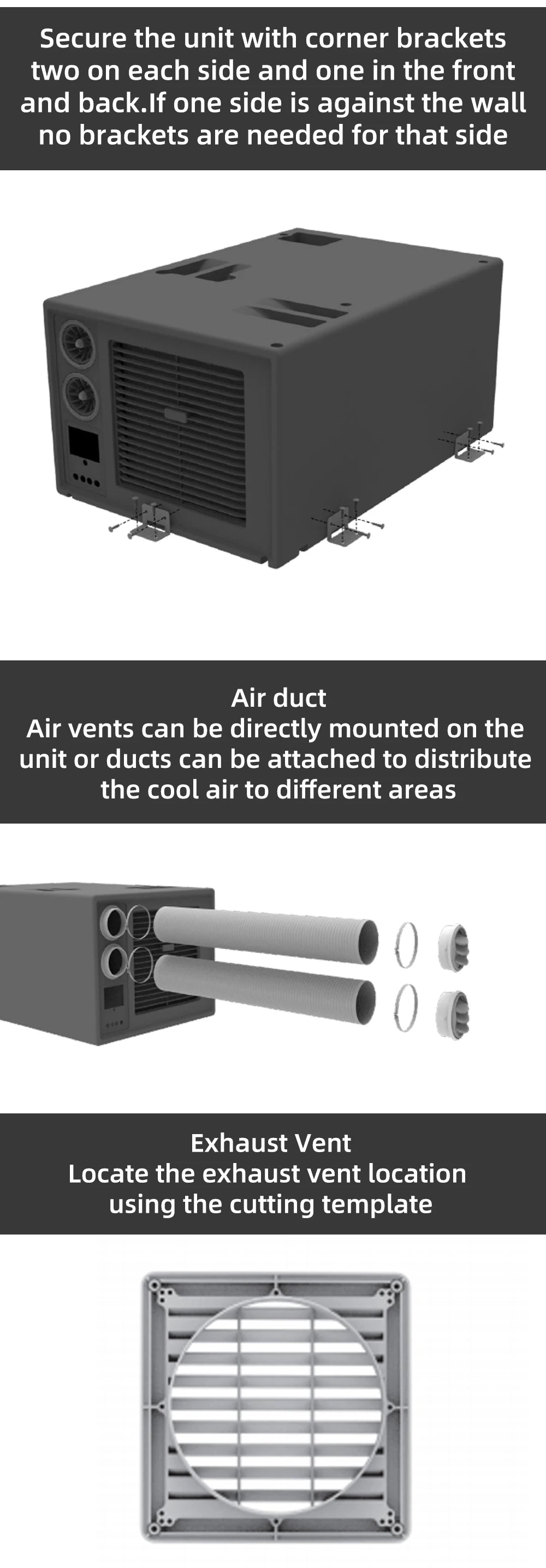 12V RV AC caravan van motorhome marine 24V48V under bench air conditioner 12volt air conditioning 24V auto parking cooler system