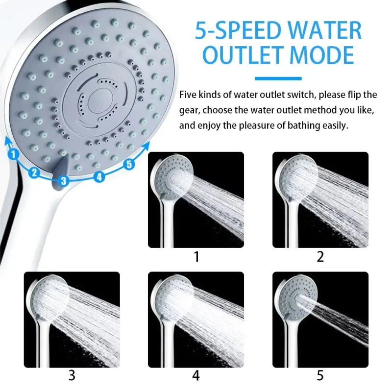 Bathroom Sprayer Shower Jet Shower Head Water Saving Portable Adjustable 5 Modes Spa Shower Bath Head Bathroom Accessories