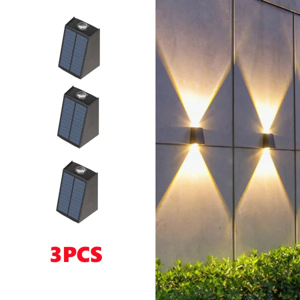 LED Outdoor Solar Wall Light Up And Down Luminous Garden Lamp Villa Courtyard Porch Street Decorative Lighting Wall Washer Light