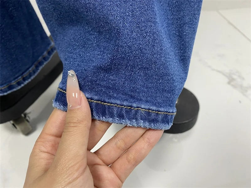 2025 Vintage Mid Waist Washed Stretch Jeans Women New Micro Flared Trousers Casual Commuter Female Denim Pants Trend Streetwear