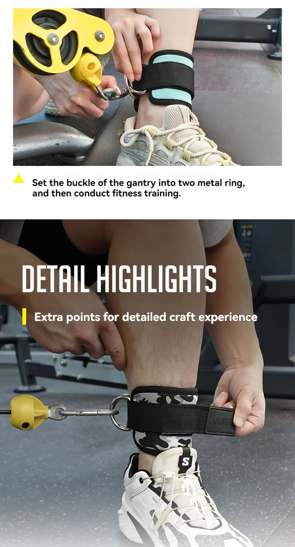 AOLIKES 1PCS Ankle Straps For Cable Machine Kickbacks, Glute Workouts, Lower Body Exercises - Adjustable Leg Straps with Padding
