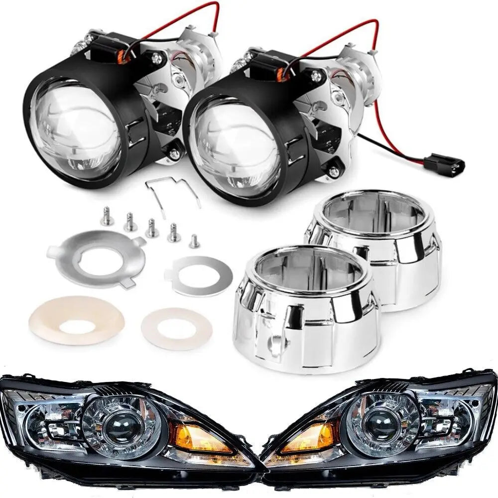 2 Pcs 2.5 inch Bi-Xenon Projector Lens H4 H7 Socket Car Headlight Lenses Use H1 HID Bulb For Retrofit Replacement Auto Headlamp