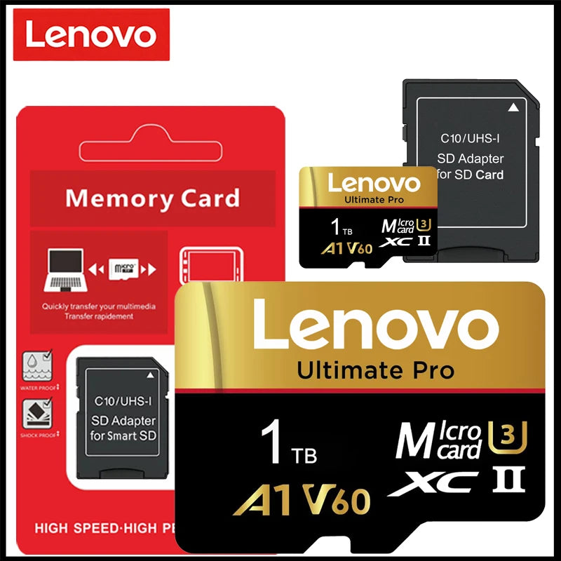Lenovo Original Class 10 UHS-II Micro SD Card 1TB High Speed A1 V60 Stable Performance TF Flash Cards for Phone Camera Drone