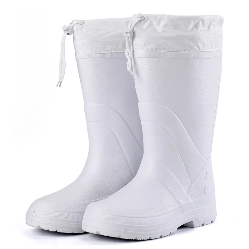 Winter Rain Shoes for Men EVA Non-slip Men Snow Boots Plush Warm Waterproof Shoes Comfortable Platform Men Work Shoes Plus Size