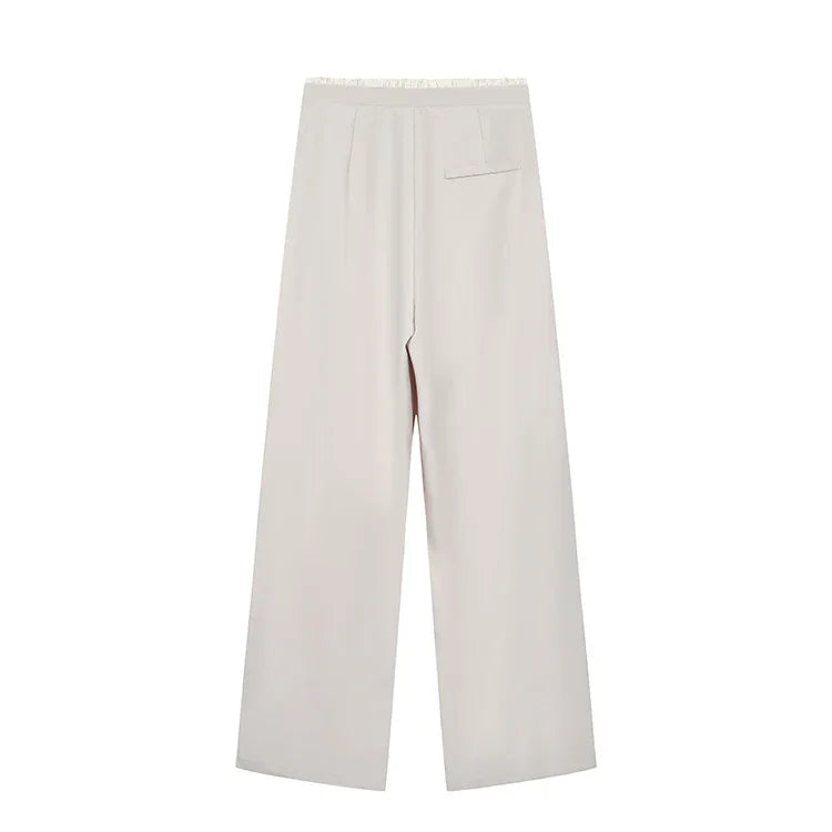 Elastic Waist Drawstring Loose Slim Casual Versatile Trousers 2026 Autumn New High Waist Women Wide Leg Suit Pants