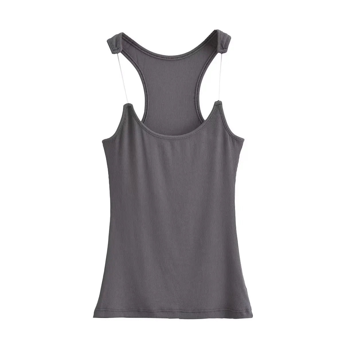 Women Ribbed Invisible Strap Tank Top Camis Tee