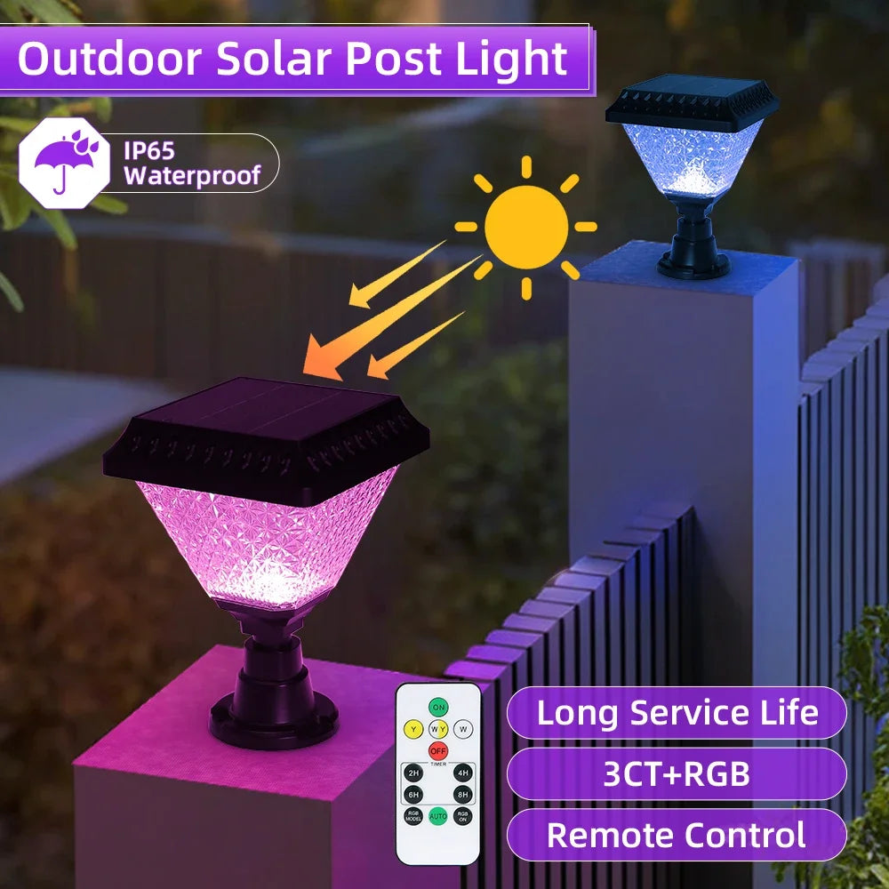 Outdoor Garden Solar Lights With Remote Control RGB Lights LED External Sunlight Lamp Garden Decoration Lighting Accessories