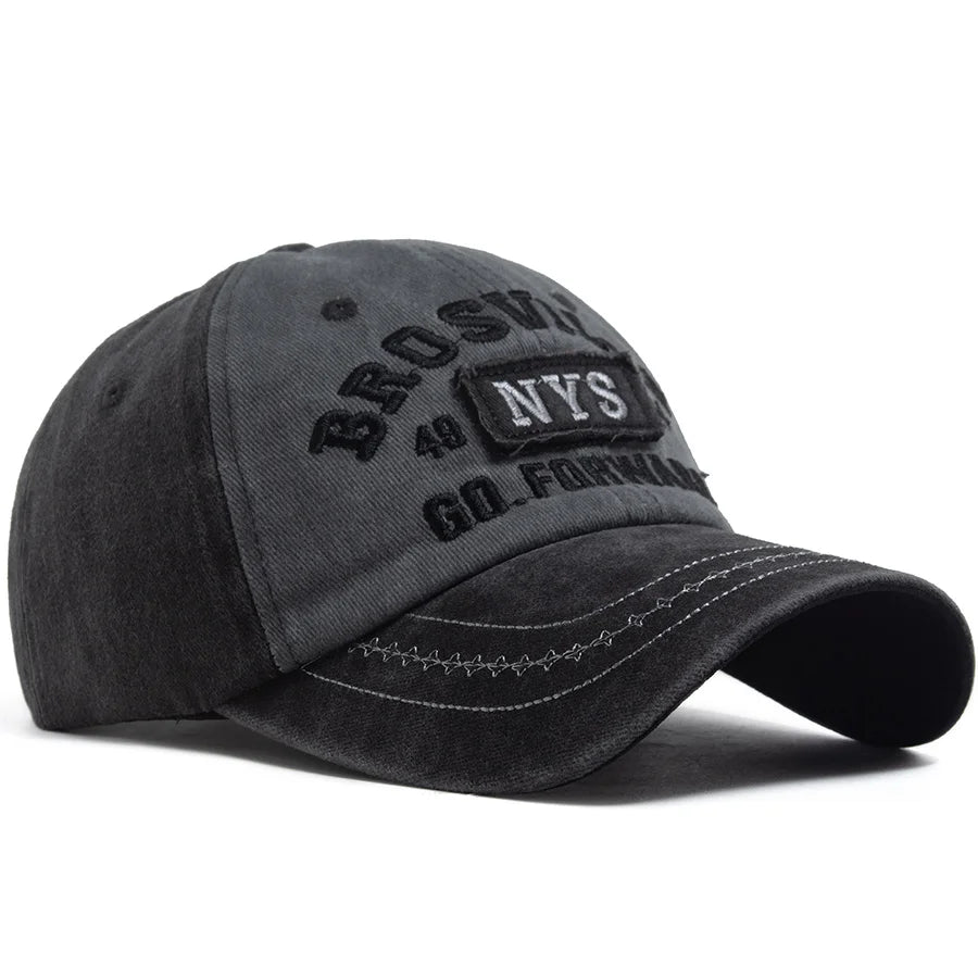 Vintage Washed Two Tone Baseball Cap Men Women Letter Embroidery Distressed Dad Hat Contrast Stitch Adjustable Sun Hat Unisex