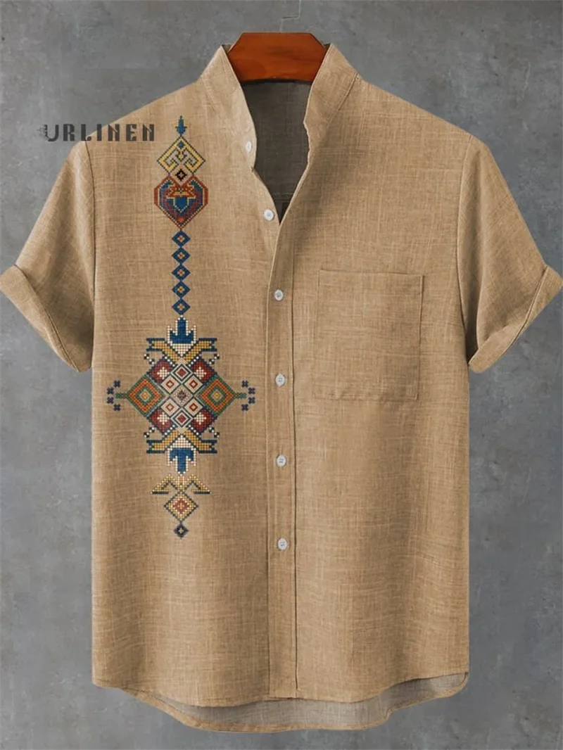 Men's Fashionable Casual Shirt Short Sleeved 3D Printed Pattern Clothing Shirt Linen Camisa Hawaiana Hombre Cosas Baratas