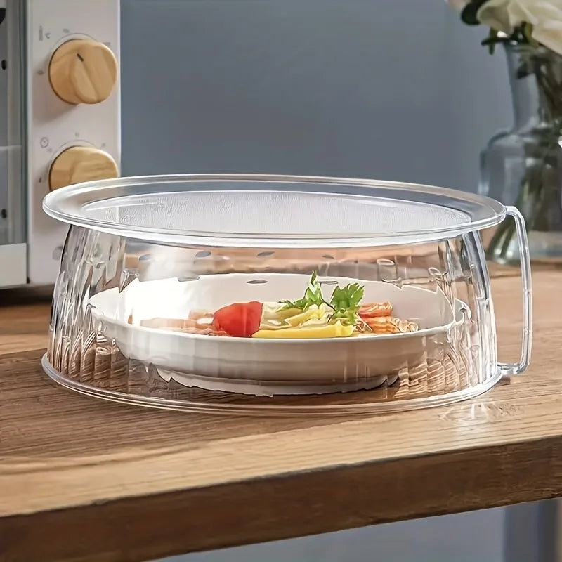 1Multifunctional Microwave Oven Splash Guard - Heat Resistant 200°C, 360° Splash Proof, Plastic Food Cover with Stackable Design