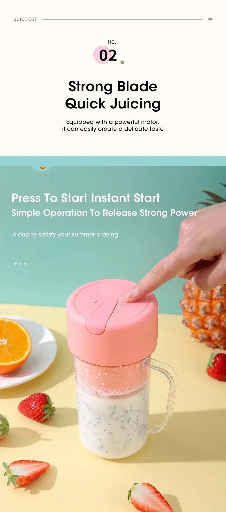 Portable USB Rechargeable Electric Juicer Cup 300ml with Straw for Smoothies and Shakes at Home Outdoor Office