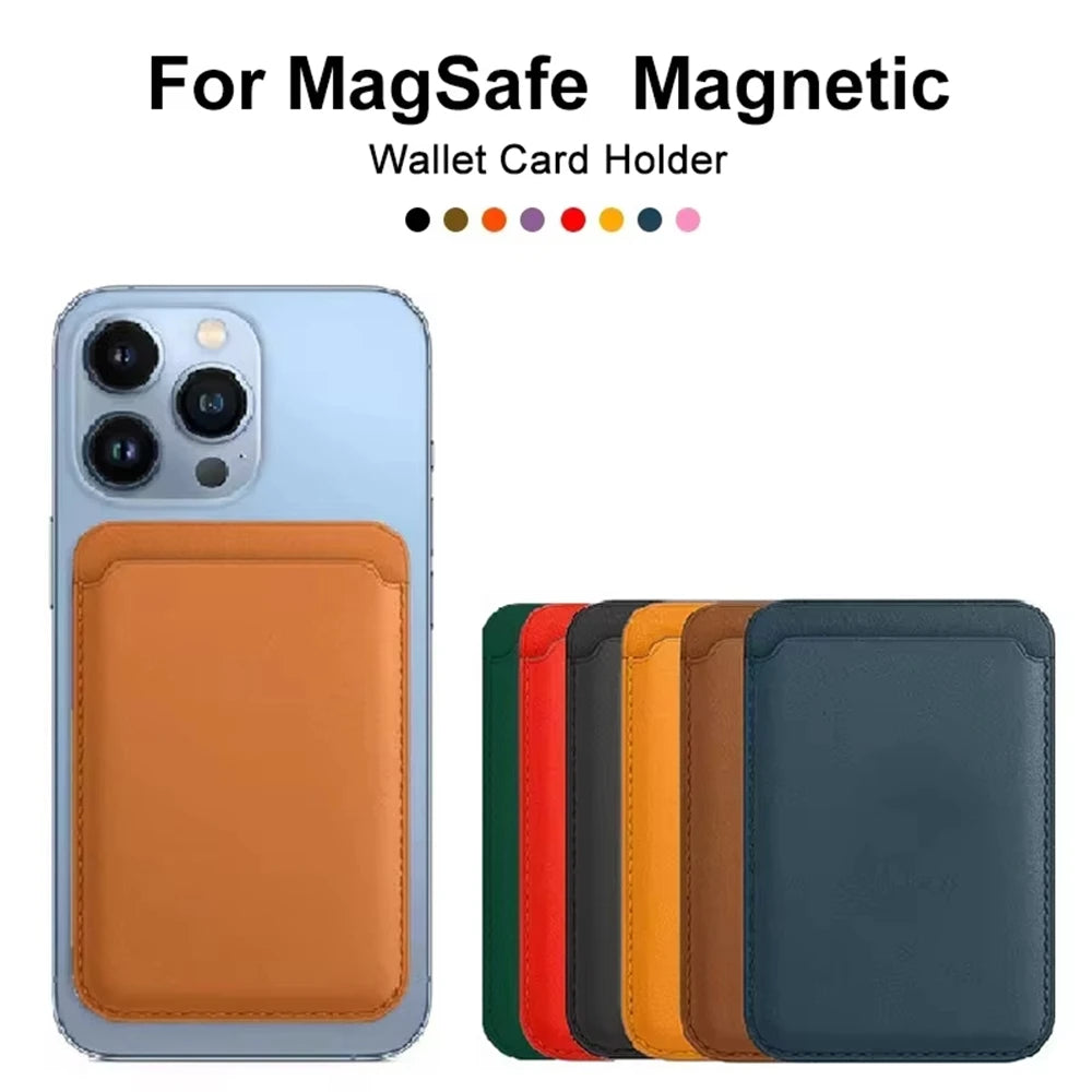 Magnetic Card Holder Leather PU Card Sleeve ID Card Holder Mobile Phone Back Sticker Bag For Magsafe iPhone 17 Card Holder Cover