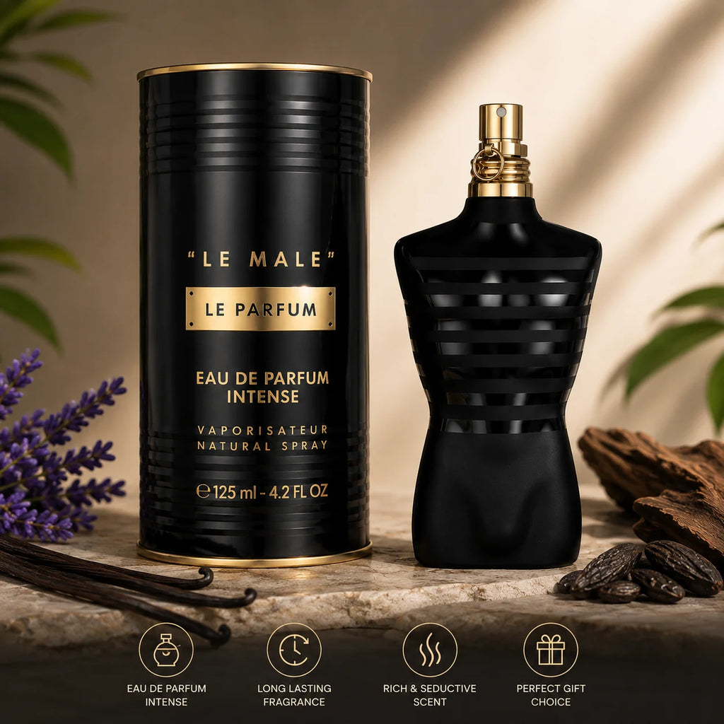 Le Male Le Parfum by Jean Paul Gaultier for Men 4.2 oz Eau De Parfum Intense Spray Long Lasting Cologne Spray Fragrances