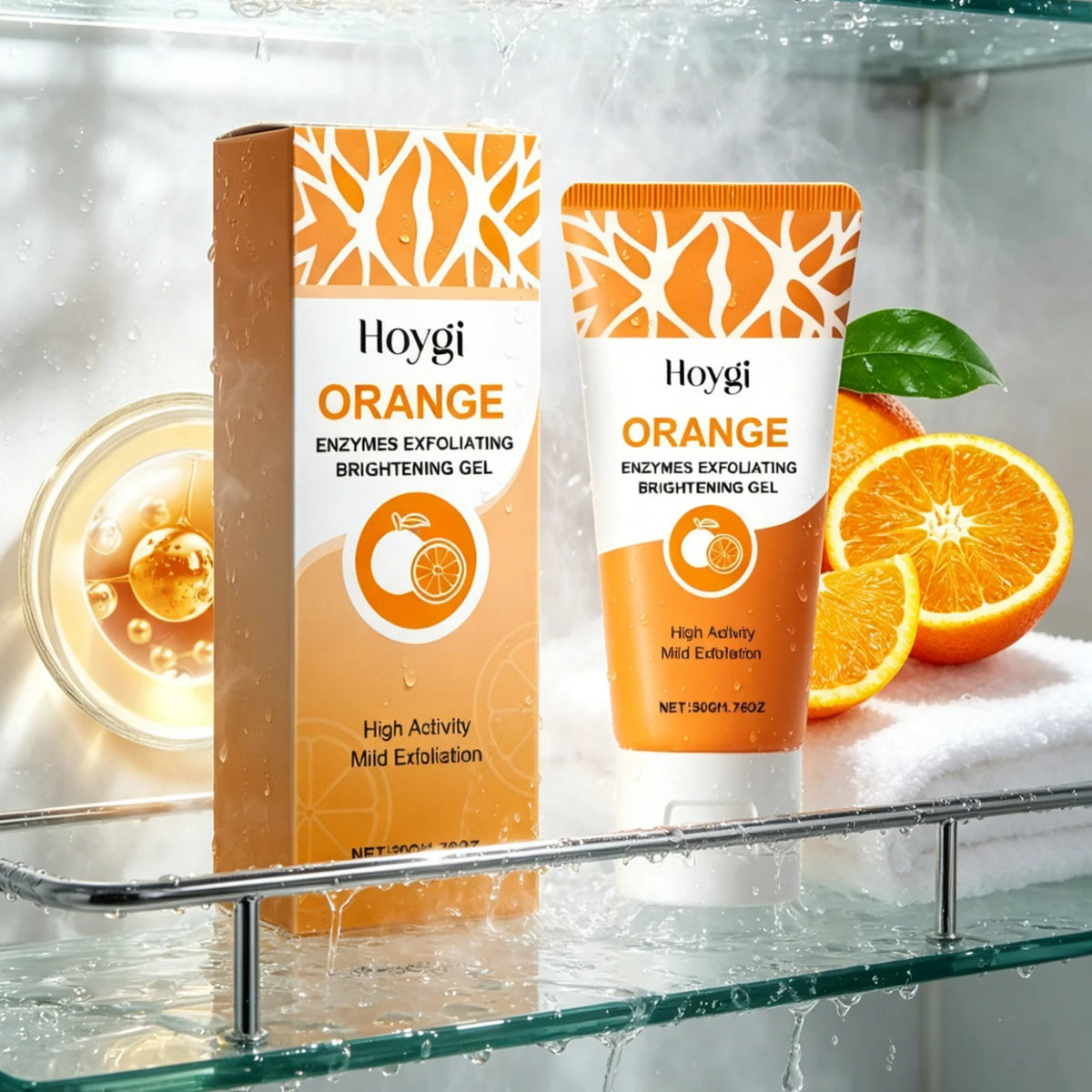 Hoygi Enzymes Exfoliating Brightening Gel Orange Oil Control Dead Skin Remove Unclog Pores Gentle Formula Facial Cleansing Gel