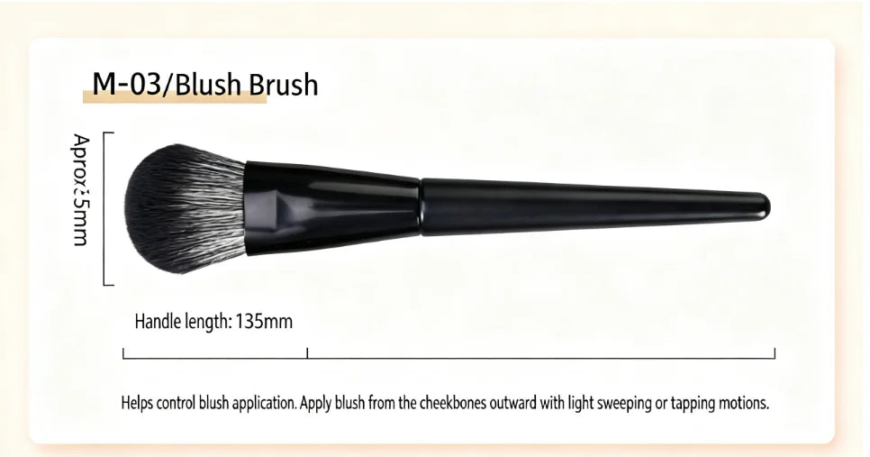 Matte Black Nylon-Bristled Makeup Brush Set Portable Full-Set Makeup Tools with Powder Brushes Foundation Brushes And More