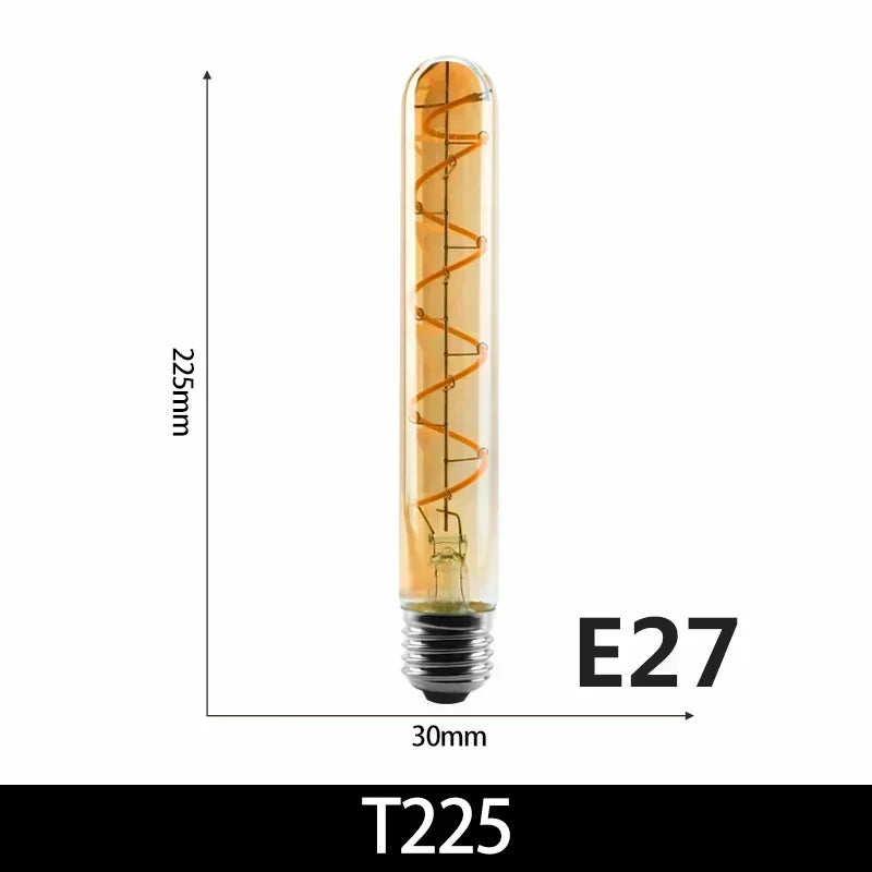 2-10pcs Retro LED Spiral Filament Light Bulb E14 E27 4W 220V Warm Yellow C35 A60 ST64 T185 T225 G80 G95 G125 Vintage Edison Lamp