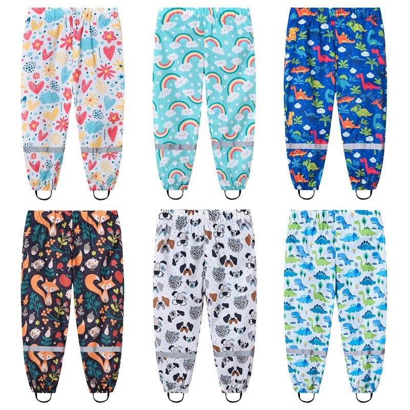 2 3 4 5 6 7 8 Years Girls Waterproof Pants Cute Cartoon Spring And Autumn Kids Pants New Fashion Boys Outdoor Children Clothing
