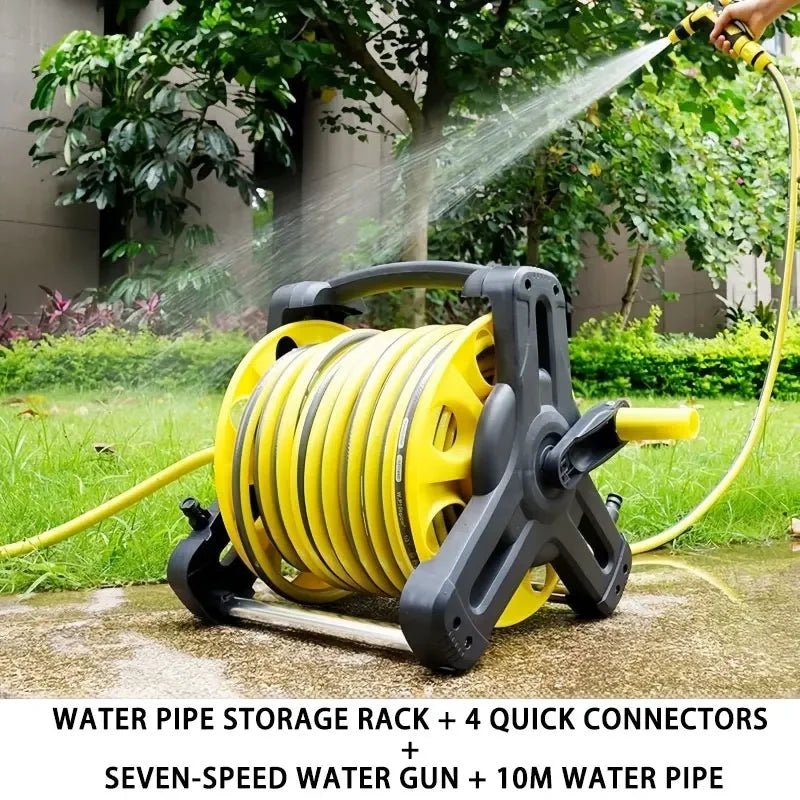 Garden Water Hose Reel Kit Equipped with High‑Pressure Water Gun for Car Cleaning Lawn Irrigation Outdoor Watering Work